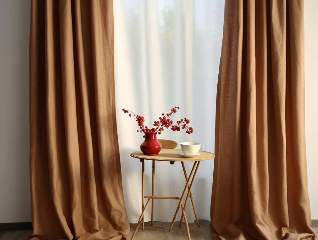 Cinnamon linen curtains