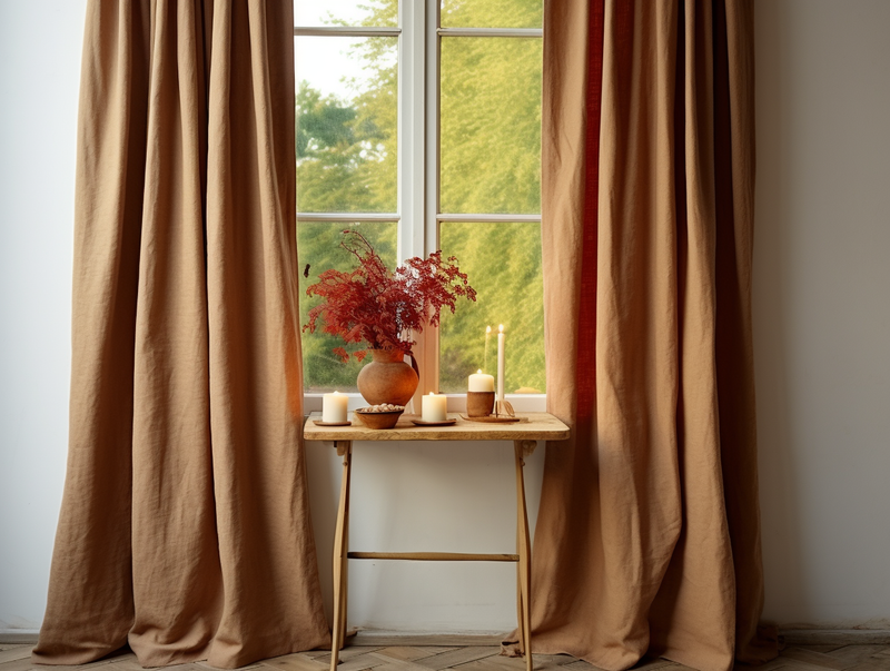 Clay linen curtains