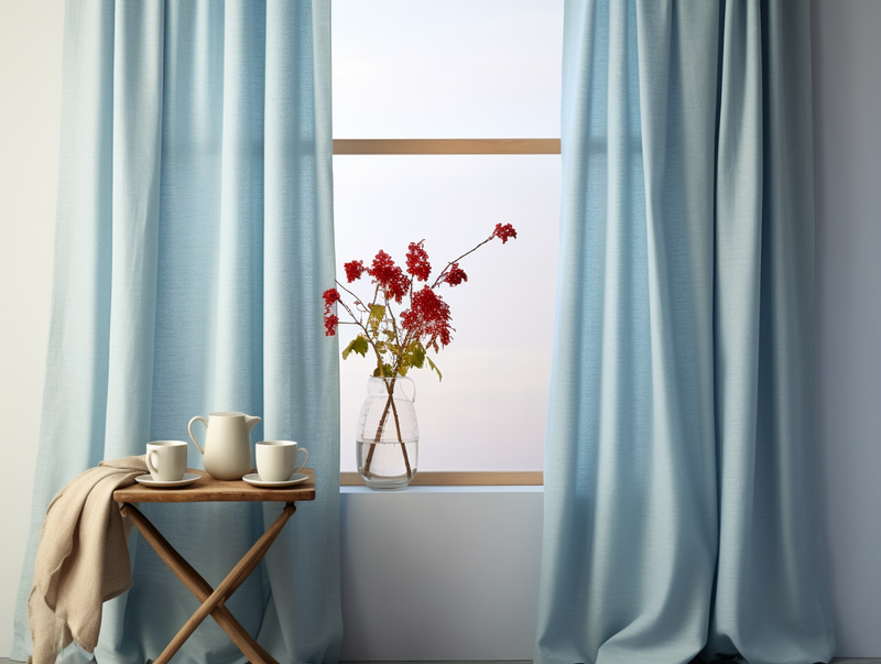 Sky blue linen curtains