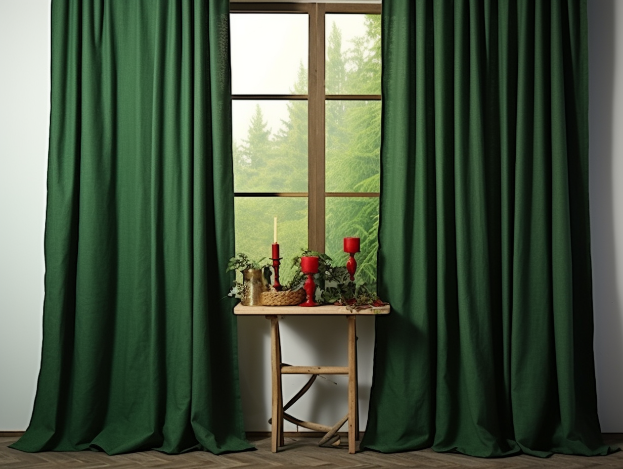 Forest green curtains