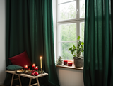 Forest green linen curtains