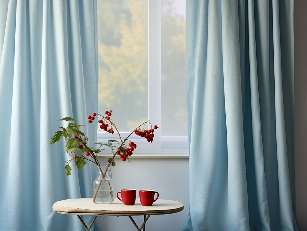 Sky blue curtains