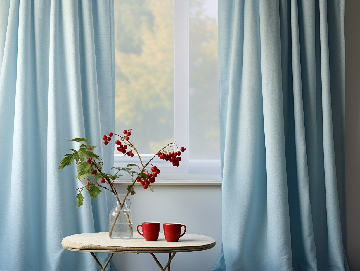 Sky blue curtains