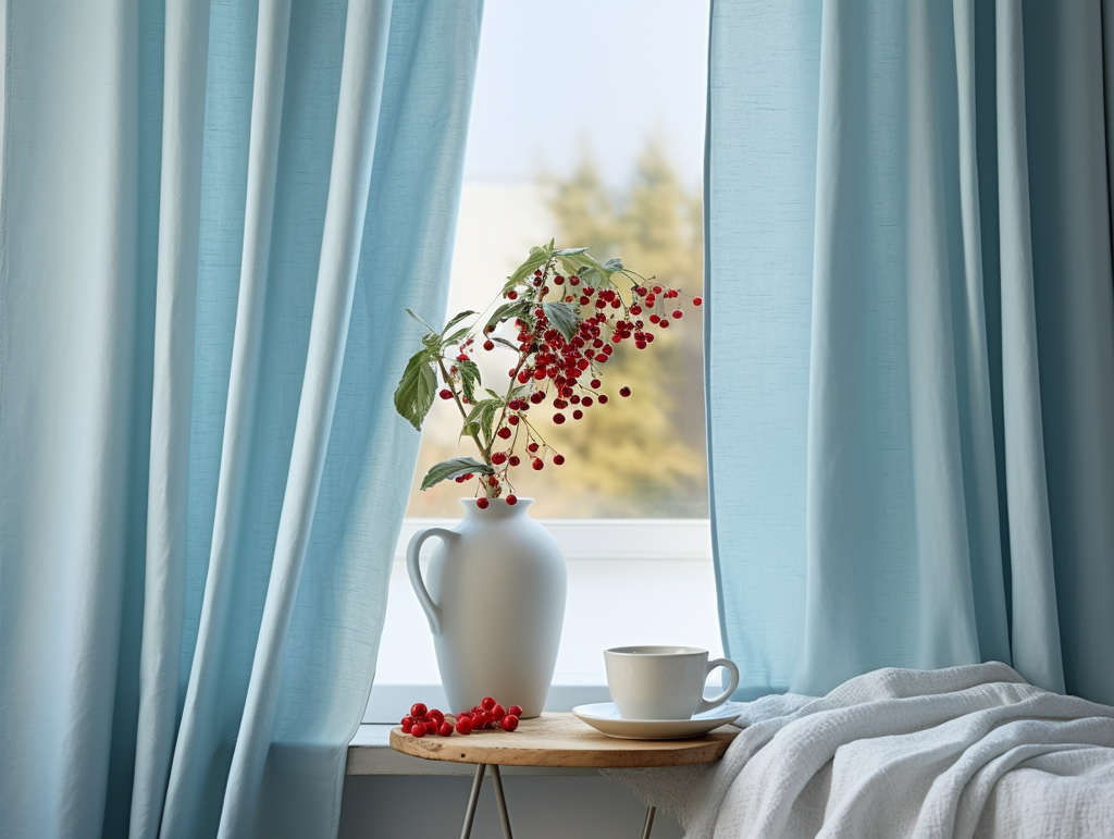 Sky blue curtains