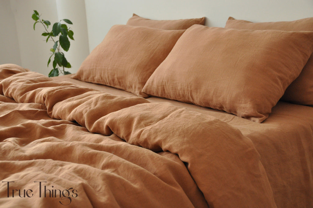 READY TO SHIP Clay linen pillowcase 1 Pillowcase Brown pillow cover King Queen Standard Euro Custom size Envelope closure Stonewashed