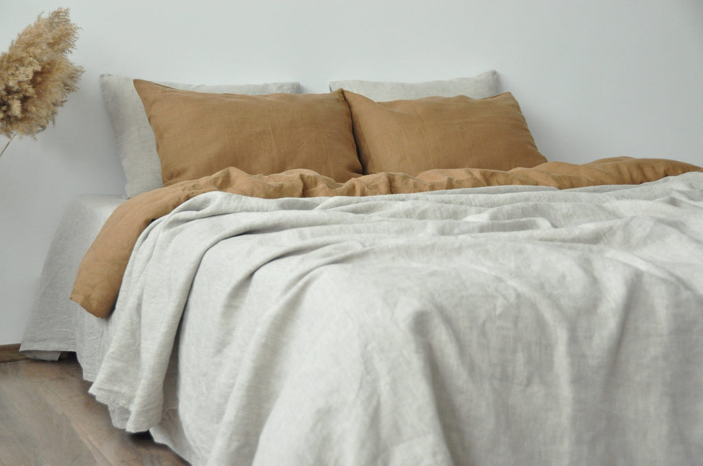 READY TO SHIP 1 Clay Undyed linen coverlet with or without filling Softened linen Medium weight Double Queen California King Custom size