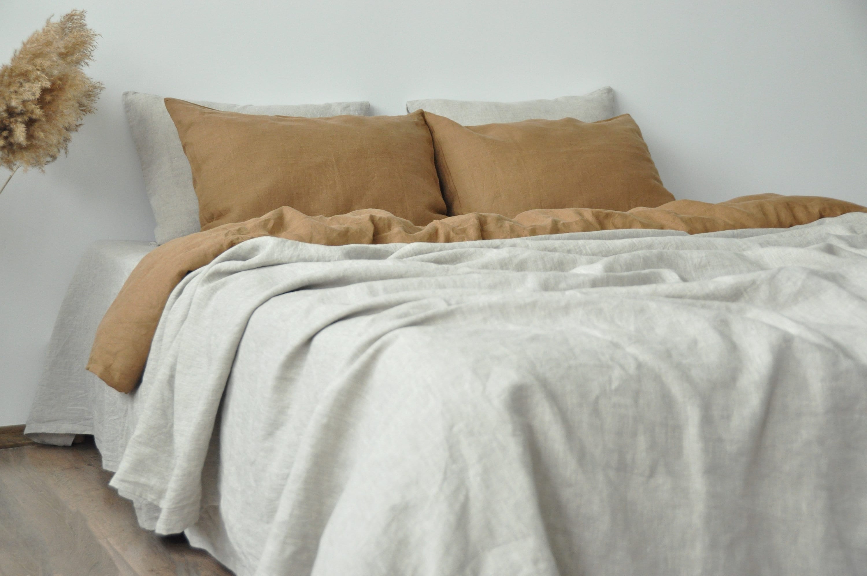 READY TO SHIP 1 Clay Undyed linen coverlet with or without filling Softened linen Medium weight Double Queen California King Custom size