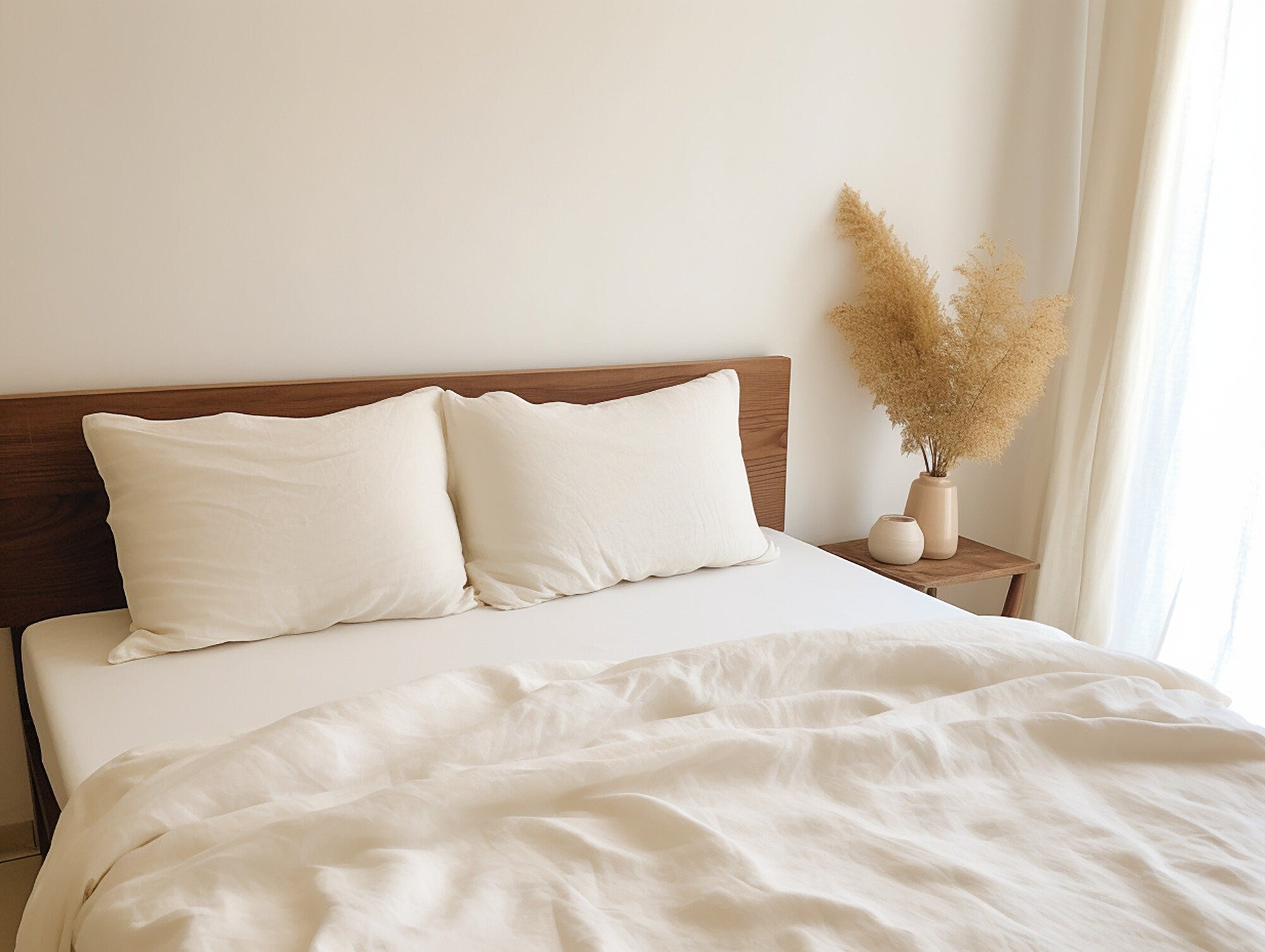 READY TO SHIP from Florida 1 Ivory linen fitted sheet Fitted sheet Softened linen sheet Stonewashed linen Linen bedsheet Deep pocket King
