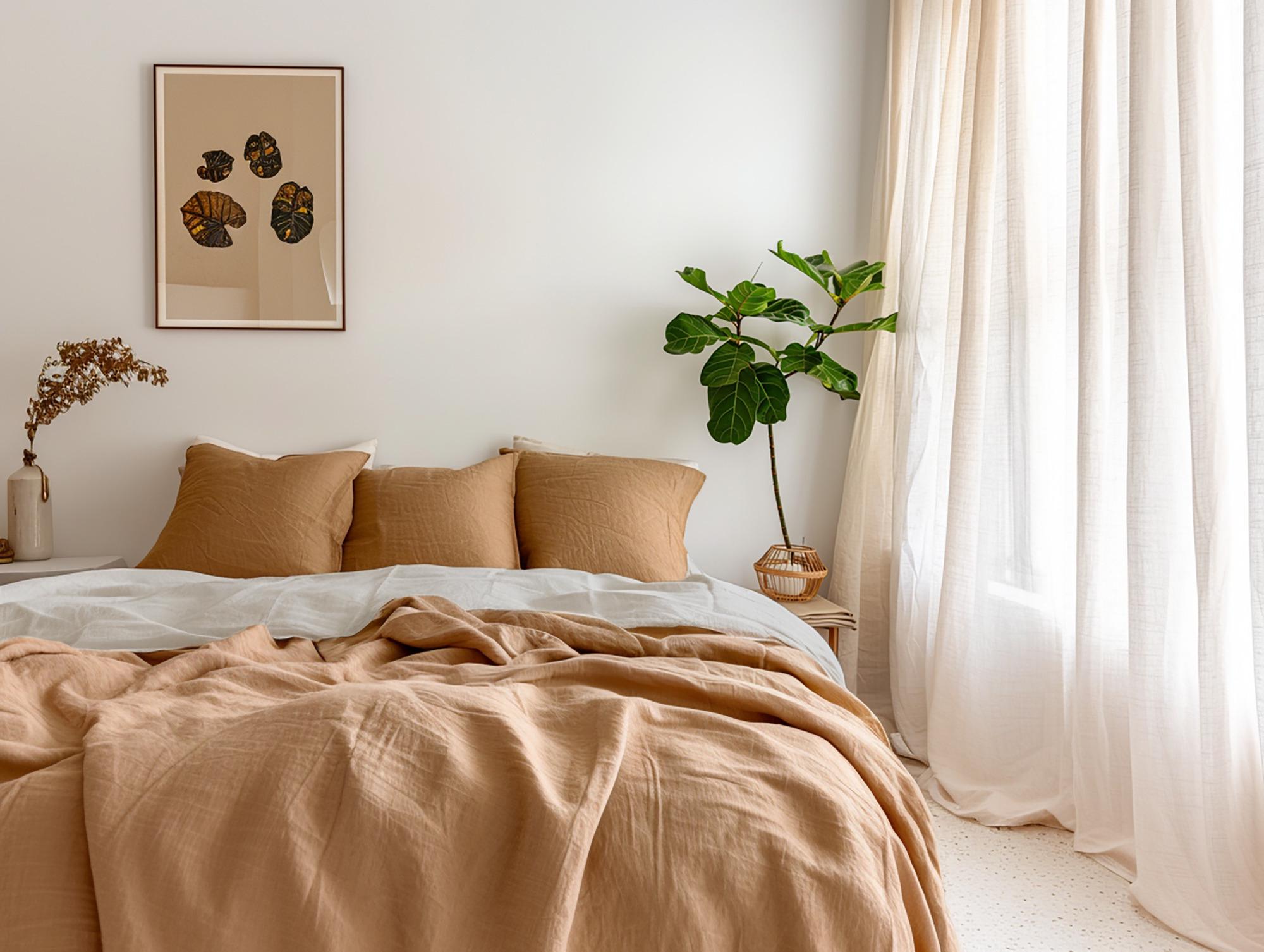 READY TO SHIP 1 Clay Undyed linen coverlet with or without filling Softened linen Medium weight Double Queen California King Custom size