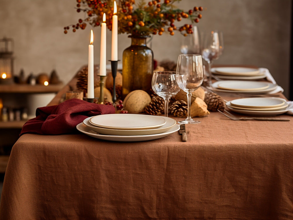 READY TO SHIP from Florida 1 Cinnamon rectangle linen tablecloth Christmas theme round square tablecloth linen table cloth Custom sizes