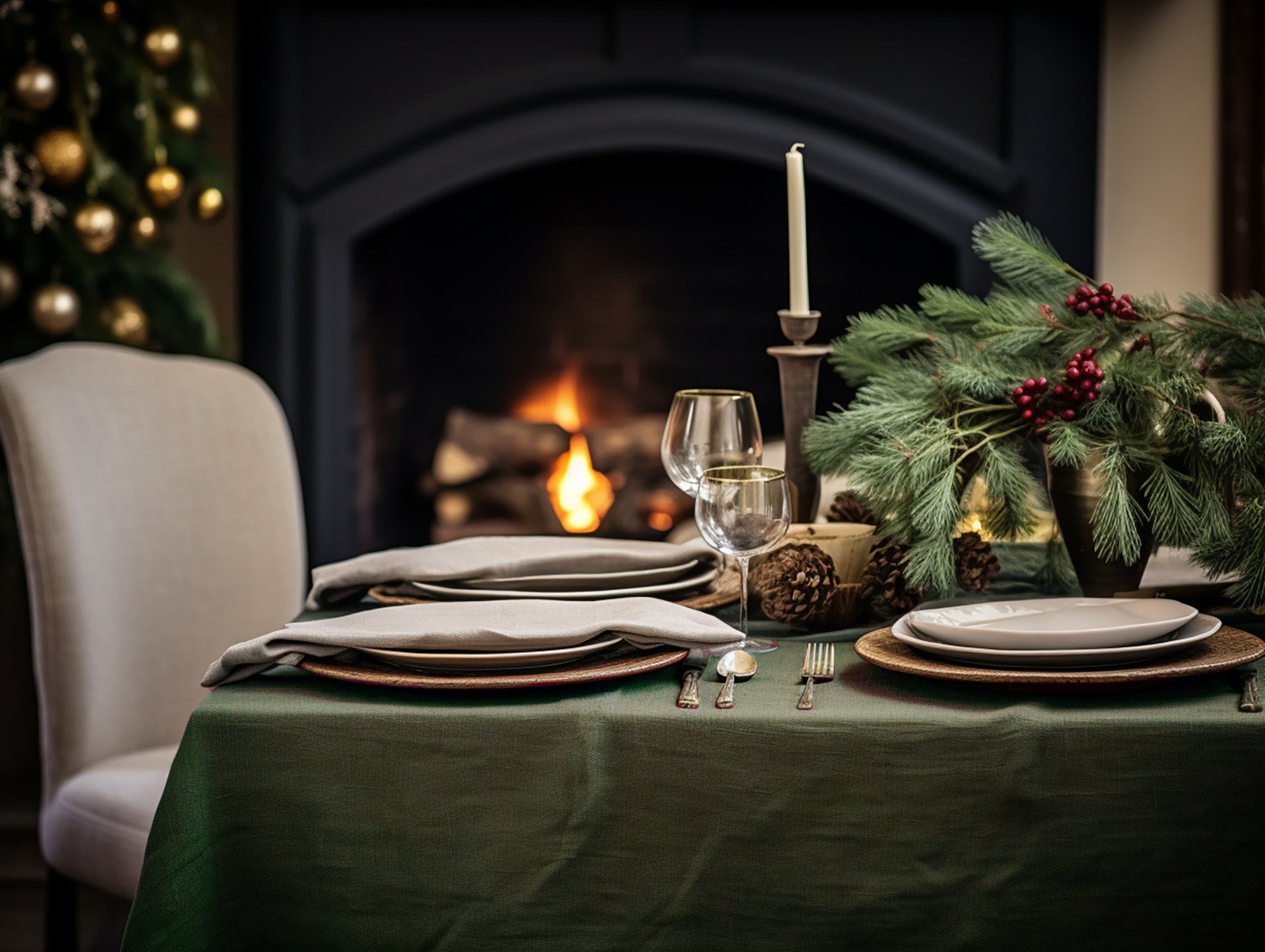 READY TO SHIP Dark olive round linen tablecloth Christmas theme rectangle square tablecloth Olive rustic linen table cloth