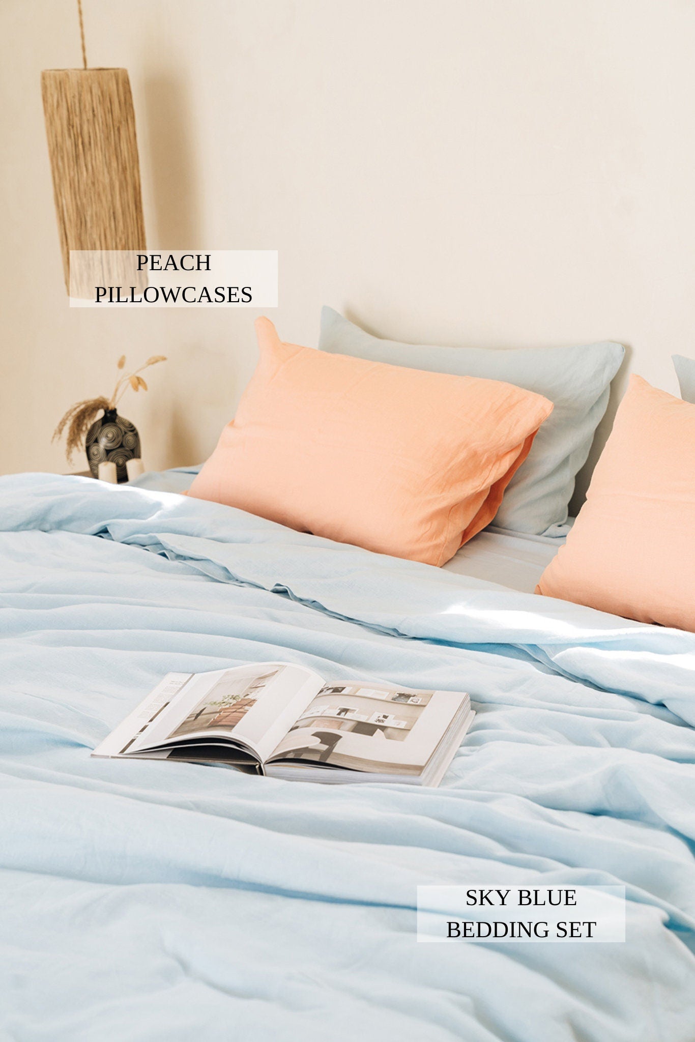 READY TO SHIP from Florida 1 Sky blue linen duvet cover 1 duvet cover Softened linen Light blue comforter cover Quilt cover Coconut buttons