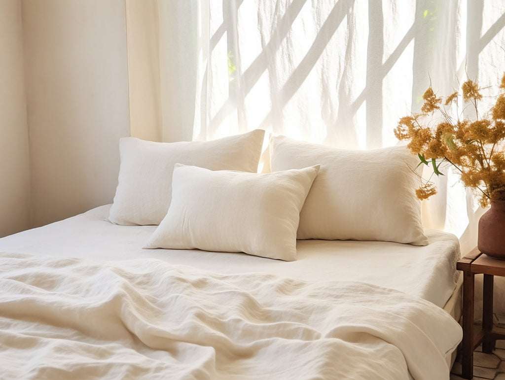 READY TO SHIP from Florida 1 Ivory linen fitted sheet Fitted sheet Softened linen sheet Stonewashed linen Linen bedsheet Deep pocket King