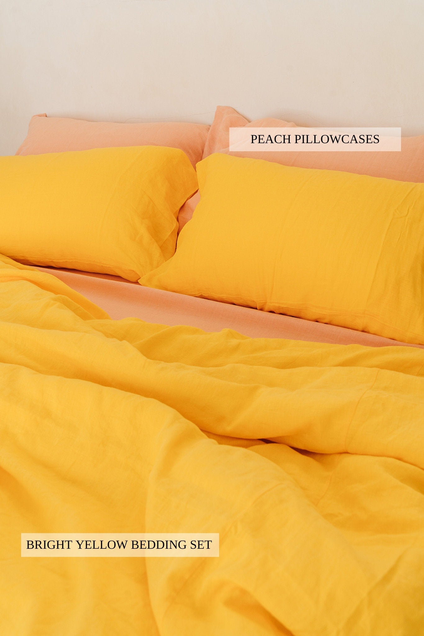 READY TO SHIP 1 Bright yellow linen pillowcase Yellow pillow cover King Queen Standard Euro Decorative Lumbar, Custom size Envelope closure
