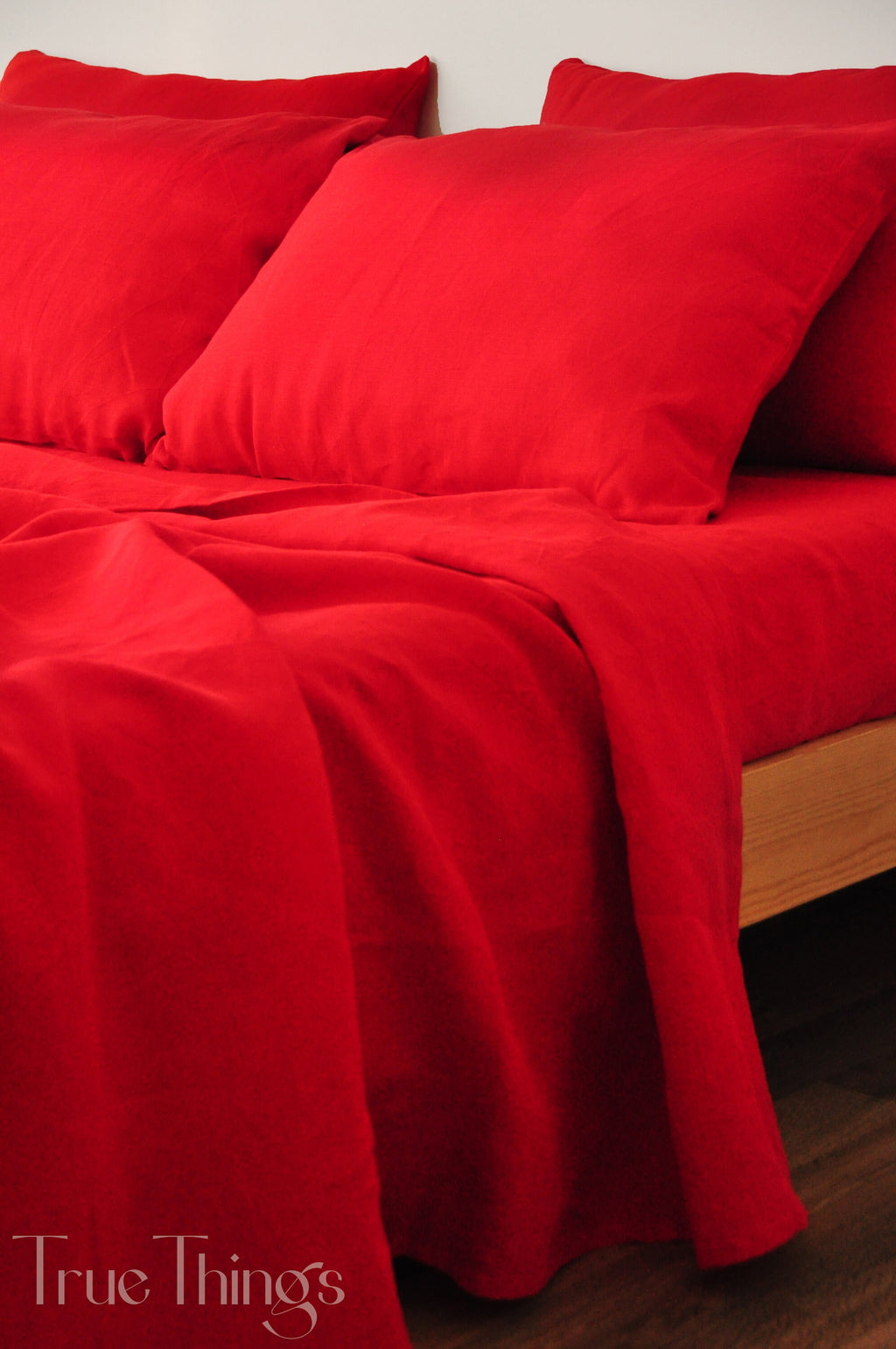 READY TO SHIP Scarlet red linen fitted sheet Queen size fitted sheet Softened linen sheet Stonewashed linen Linen bedsheet