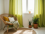 Chartreuse green linen curtains