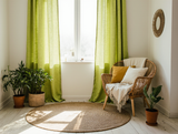 Chartreuse green linen curtains
