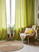 Chartreuse green linen curtains