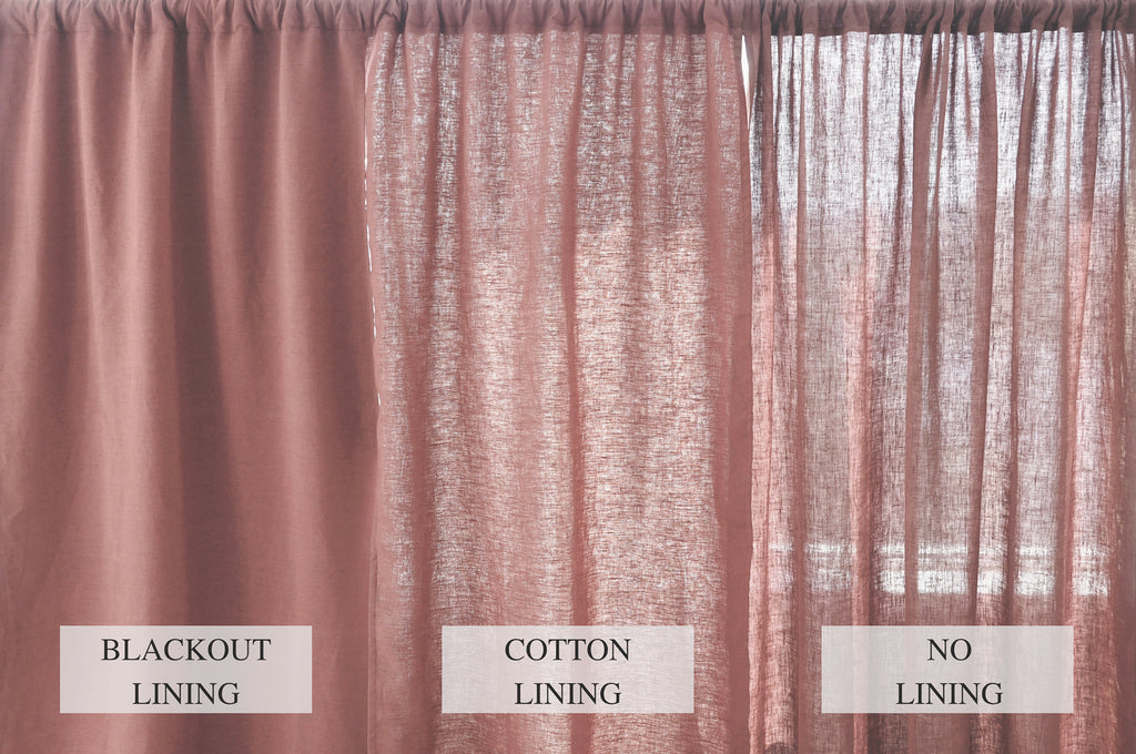 READY TO SHIP Rose pink regular and blackout linen curtains Custom curtains 2 panels Unlined Cotton Blackout lining