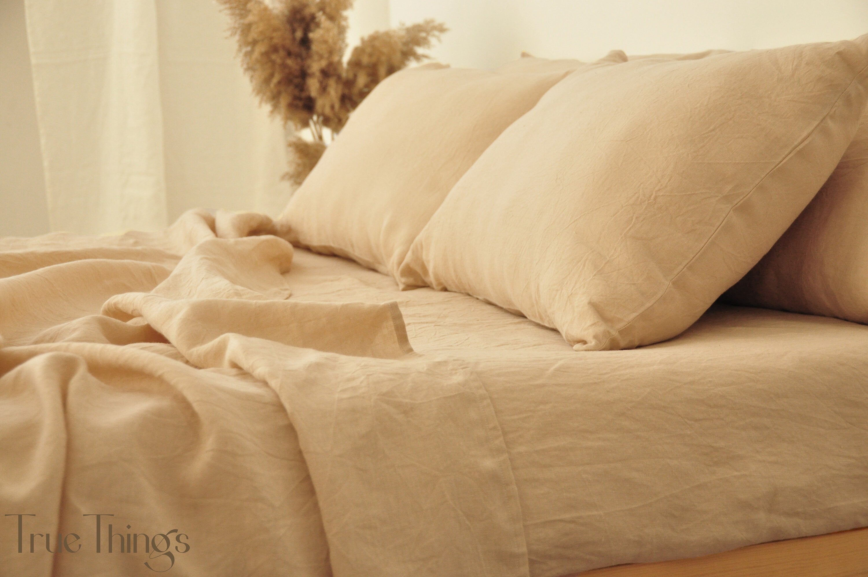 READY TO SHIP 1 Caramel linen flat sheet Flat sheet Softened linen sheet Stonewashed linen Linen bedsheet Farmhouse decor