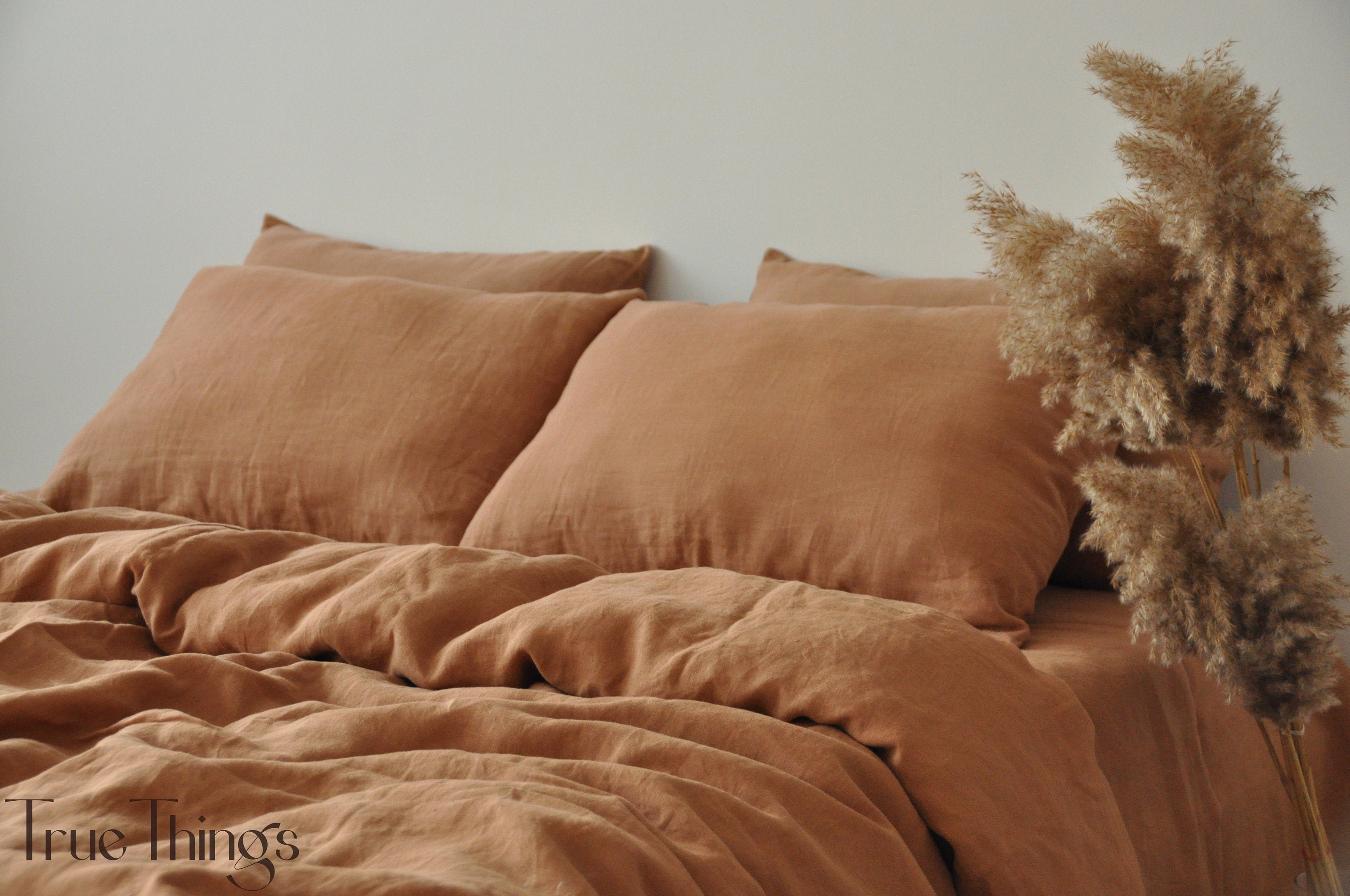 READY TO SHIP Clay linen pillowcase 1 Pillowcase Brown pillow cover King Queen Standard Euro Custom size Envelope closure Stonewashed