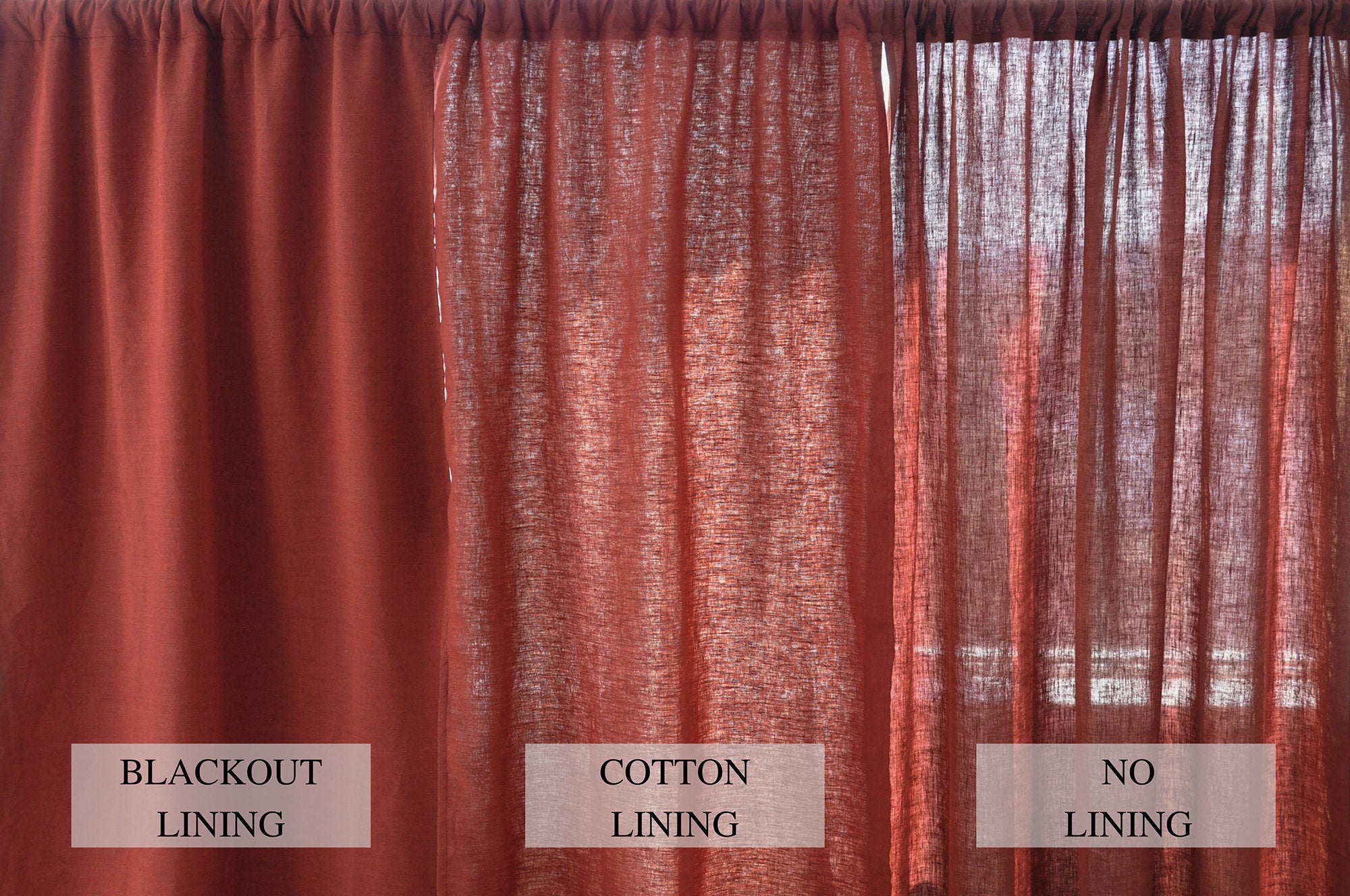 READY TO SHIP Undyed regular linen curtains 2 panels Unlined Cotton Blackout lining Medium weight linen