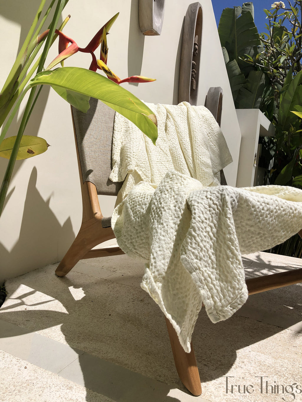 READY TO SHIP Ivory waffle linen coverlet Softened linen Heavy weight Full/Queen