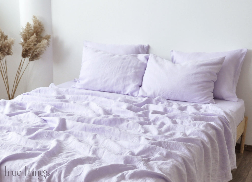 READY TO SHIP Lilac linen fitted sheet 1 Fitted sheet Softened linen sheet Stonewashed linen Linen bedsheet Pink fitted sheet