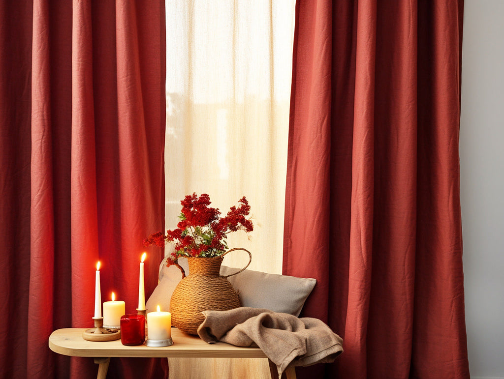 READY TO SHIP Redwood linen curtains with or without cotton lining 2 panels Stonewashed Rod pocket eyelets hanging type