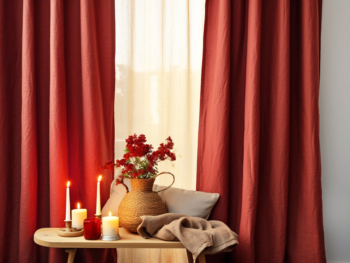 READY TO SHIP Redwood linen curtains with or without cotton lining 2 panels Stonewashed Rod pocket eyelets hanging type