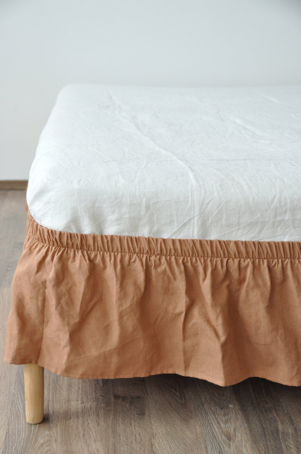 READY TO SHIP Twin clay linen wrap around bed skirt Softened linen bed skirt Stonewashed linen Wedding gift Brown bed skirt