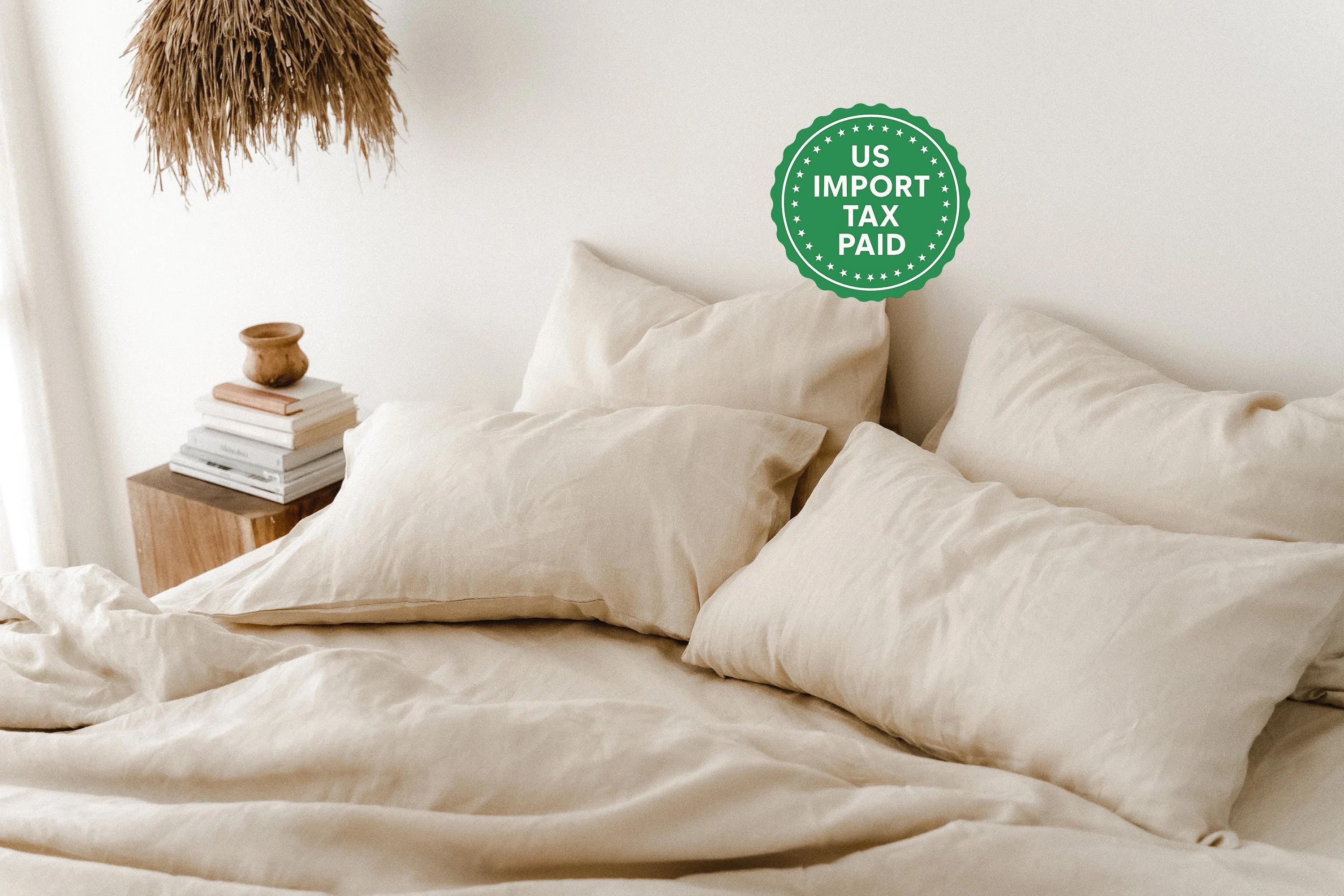 READY TO SHIP 2 Beige linen pillowcase Beige pillow cover King Queen Standard Euro Decorative Square, Lumbar, Custom size Envelope closure