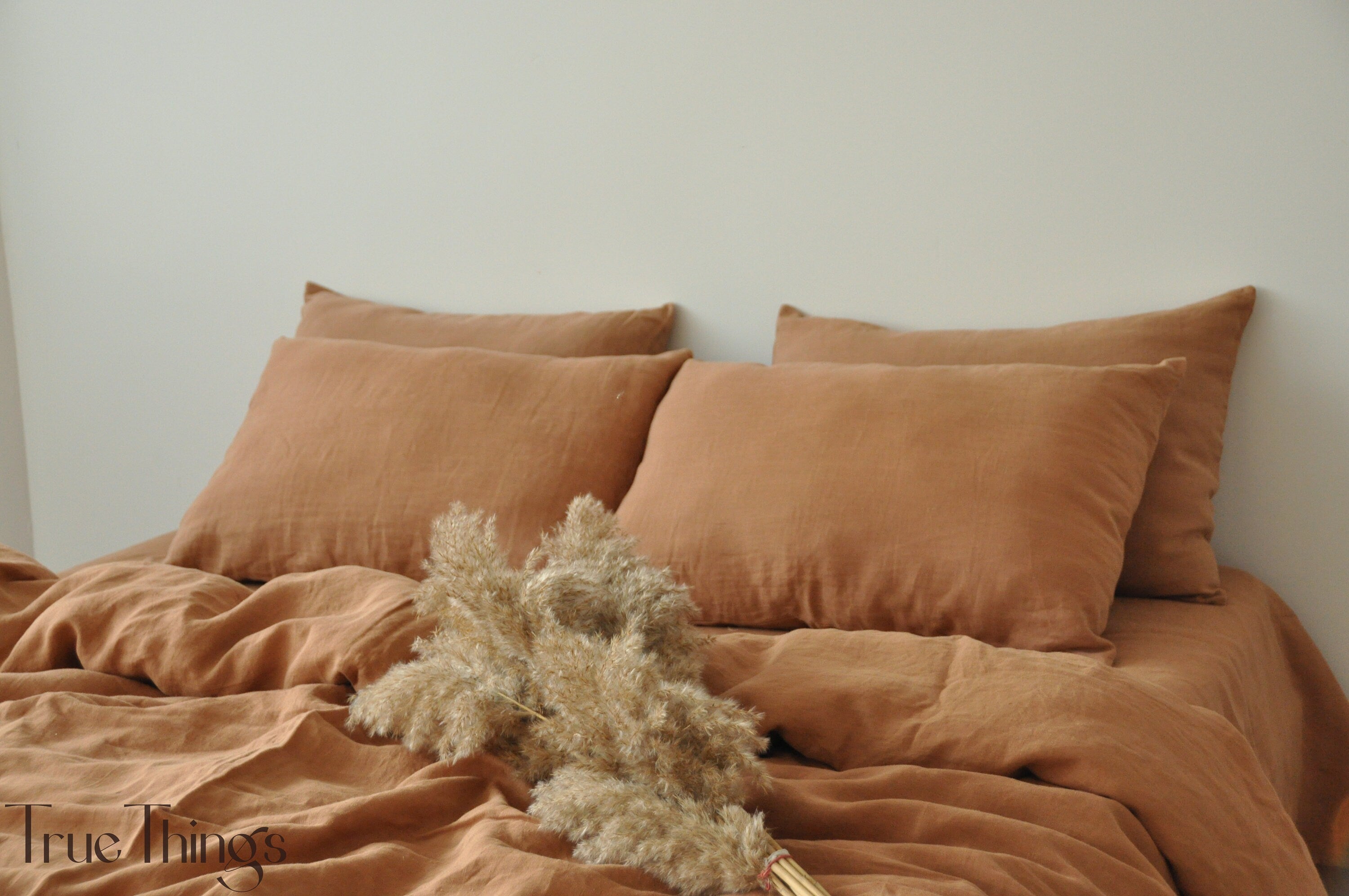 READY TO SHIP Clay linen pillowcase 2 Pillowcase Brown pillow cover King Queen Standard Euro Custom size Envelope closure Stonewashed