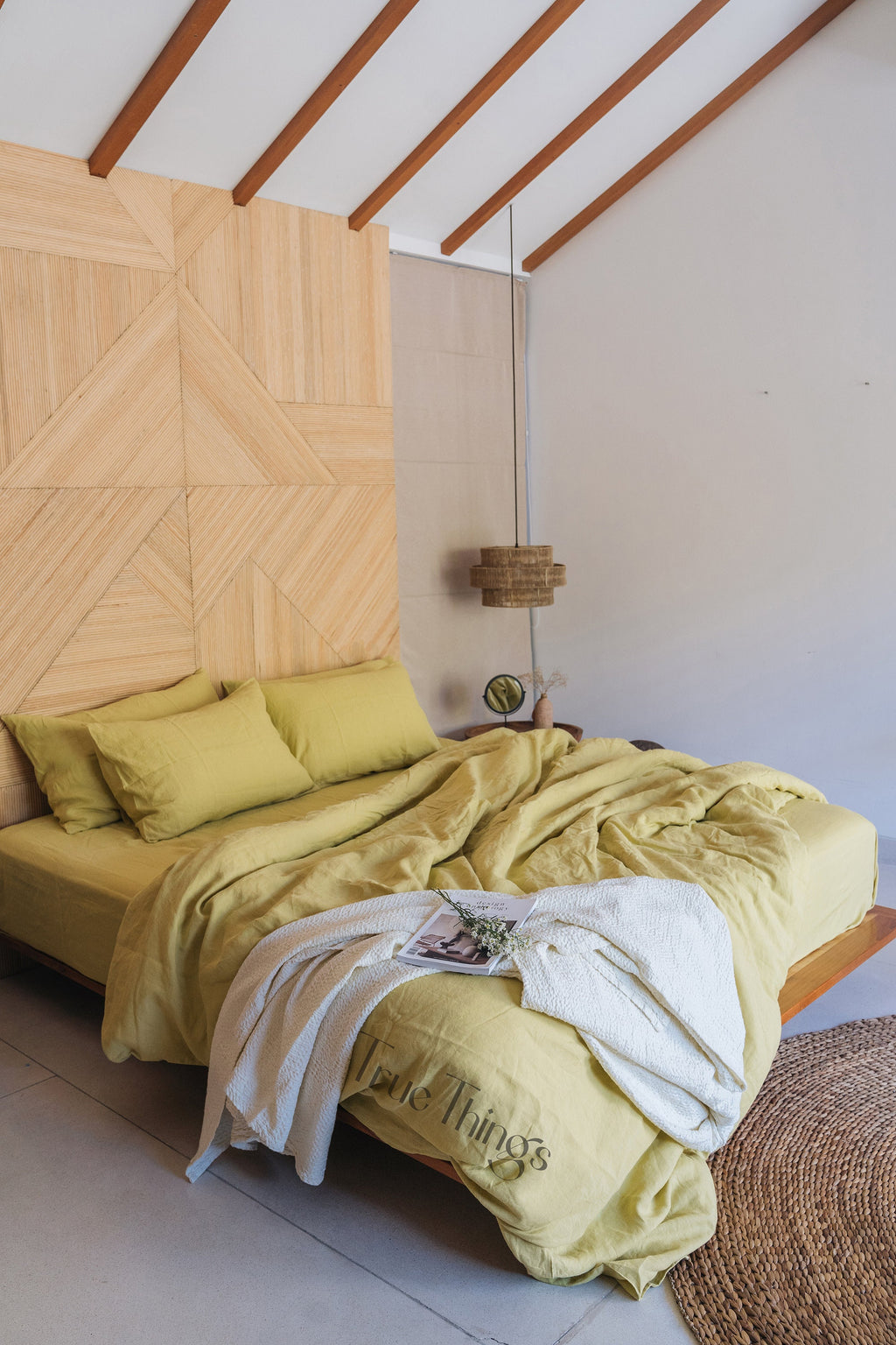 READY TO SHIP from Florida 1 Chartreuse yellow linen duvet cover 1 duvet cover Softened linen Yellowgreen comforter cover Ribbon ties