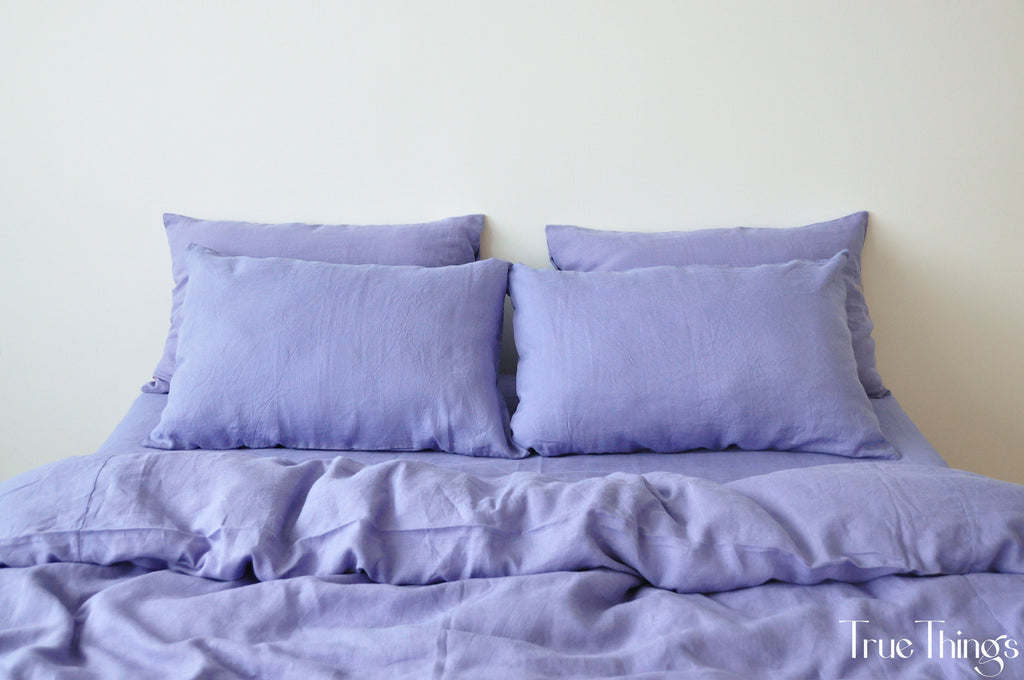 READY TO SHIP Lavender linen pillowcase 2 Gray purple pillow cover King Queen Standard Euro Decorative Custom size Envelope closure