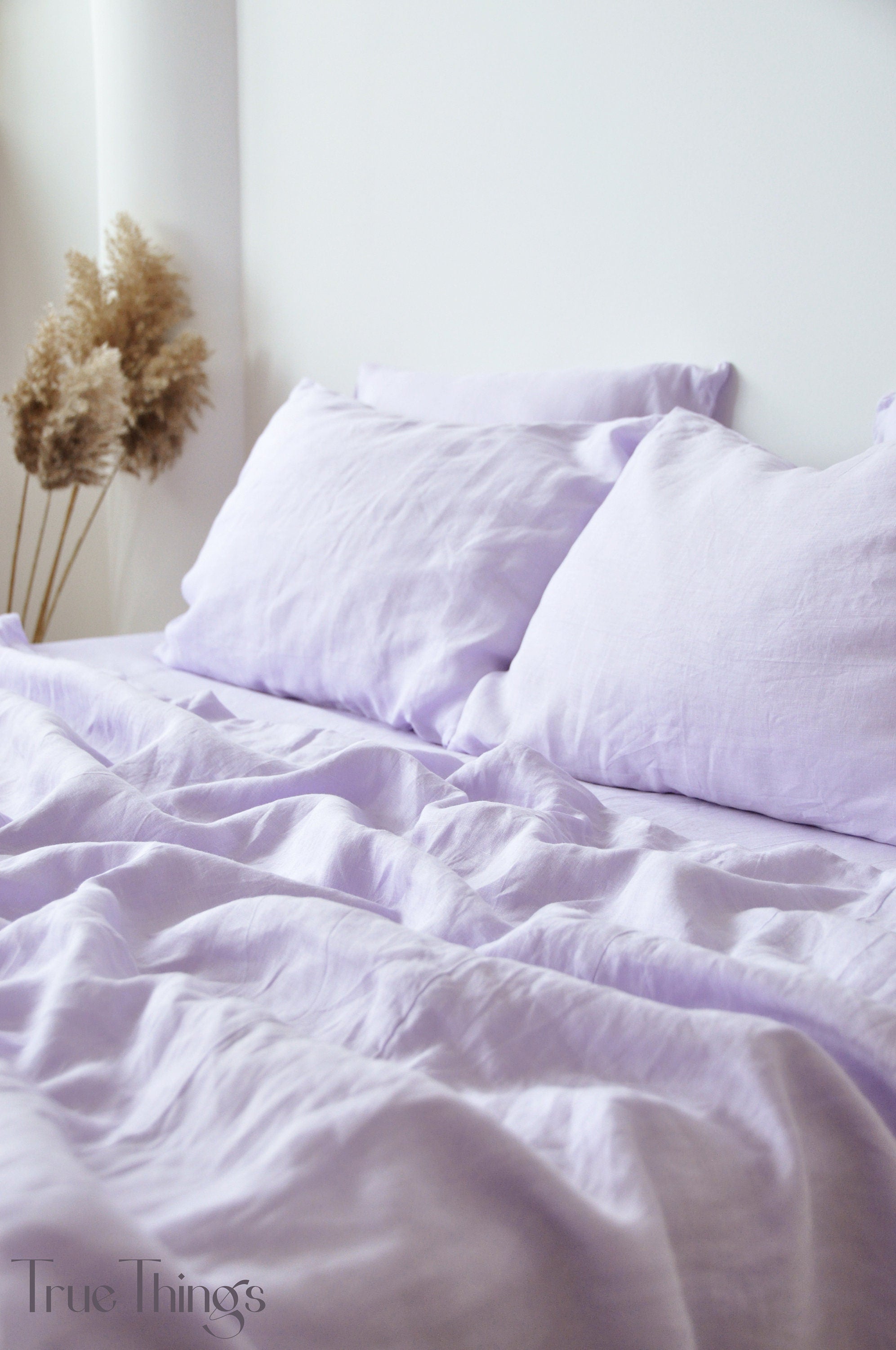 READY TO SHIP Lilac linen fitted sheet 1 Fitted sheet Softened linen sheet Stonewashed linen Linen bedsheet Pink fitted sheet