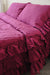 Raspberry linen ruffled bed skirt