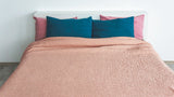 Ready to ship Peach waffle linen coverlet