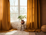 Ready to ship Ochre linen curtains