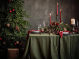 Ready to ship from Florida 1 Dark olive round linen tablecloth