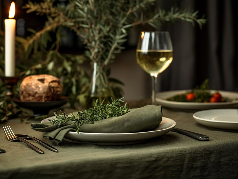 Ready to ship from Florida 1 Dark olive round linen tablecloth