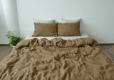 Ready to ship Taupe linen bedding set 1 Full Double Duvet cover and 2 Standard Pillowcases