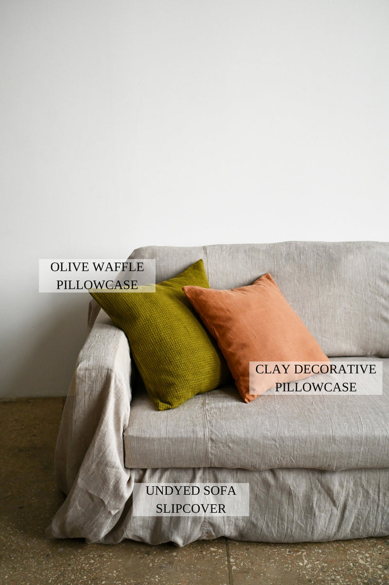 Ready to ship Undyed linen sofa slipcover