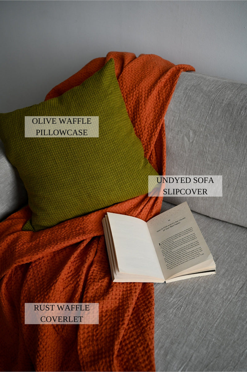 Ready to ship Undyed linen sofa slipcover