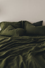 Ready to ship from Florida 1 Dark olive linen duvet cover 1 duvet cover