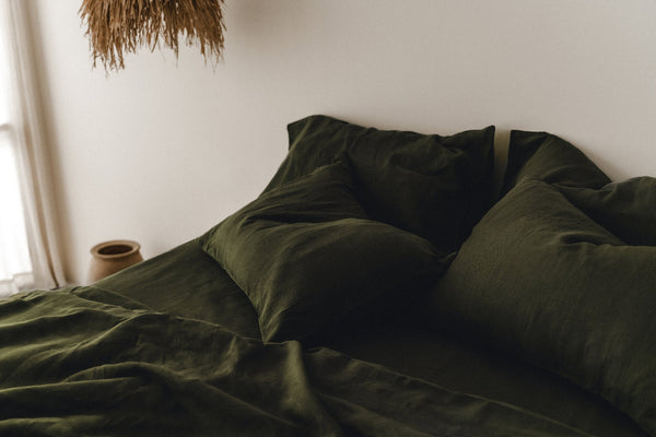 Ready to ship from Florida 1 Dark olive linen duvet cover 1 duvet cover
