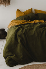 Ready to ship from Florida 1 Dark olive linen duvet cover 1 duvet cover
