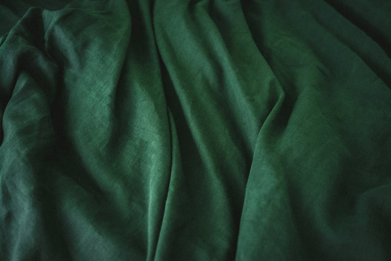 Ready to ship Forest green softened linen sheet set