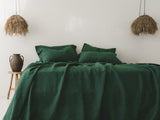 Ready to ship Forest green softened linen sheet set