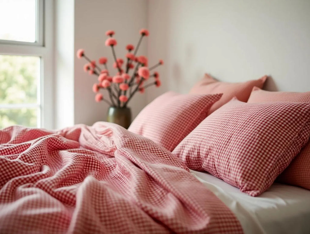 Parure de lit en coton vichy